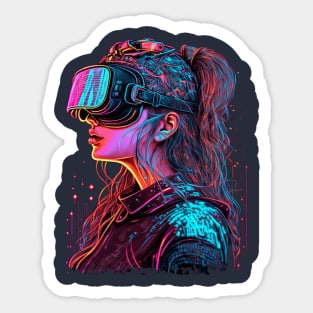 Cyberpunk VR Girl Sticker